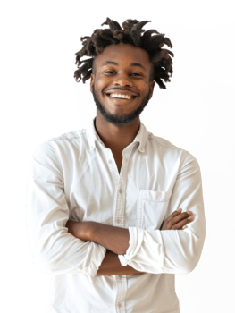 standing smiling black man in transparency background png