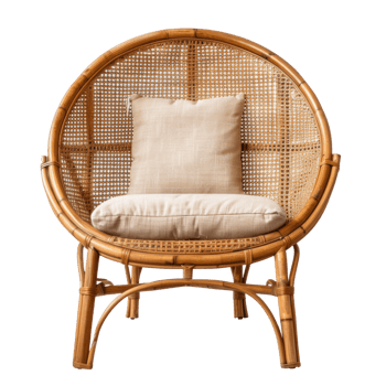 Rattan Chair front view full length isolate on transparency background png