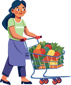 Woman with shopping cart png
