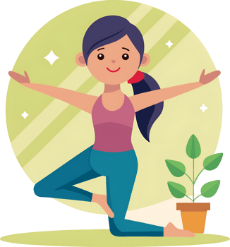 A woman is doing yoga in front of a plant png