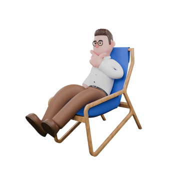 Animated Professional Sociologist. A male sociologist is sitting on a recliner while holding his chin. Cartoon Illustrated png