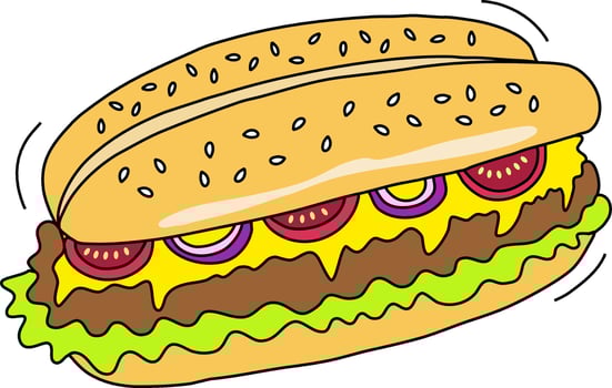 Colorful Cartoon Sandwich with Toppings vector