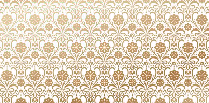 flower damask seamless pattern golden colors isolated white background. Elegant luxury texture for wallpapers, backgrounds and page fill, surface textures, books covers, fabrics printing, wraps papers vector