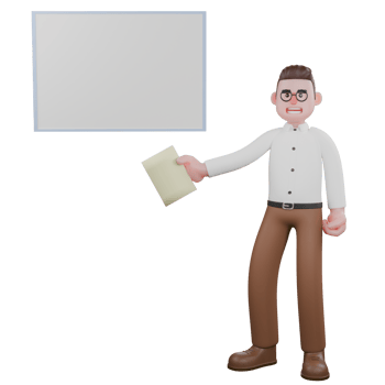 3D Social Expert Sociologist. A male sociologist stands with a stern expression, holding a piece of paper in his left hand. Male Professional png