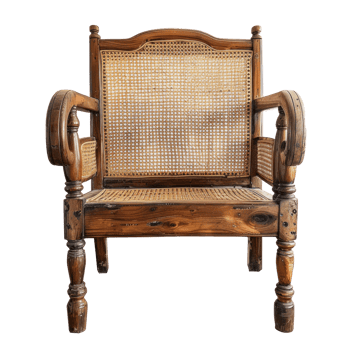 Cane Chair front view full length isolate on transparency background png