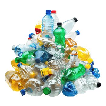 Pile of plastic trash bottle isolate on transparency background png