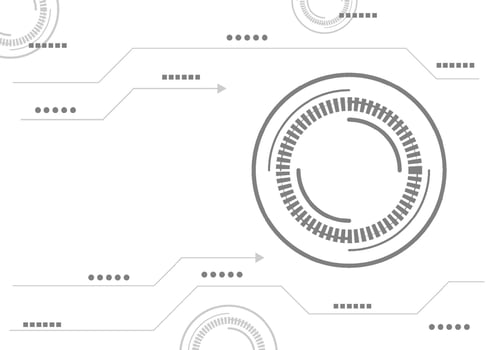Futuristic gray tech circle with line and element on white abstract technology background. vector
