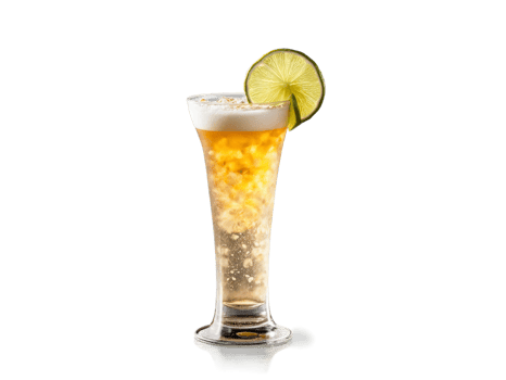 Bundaberg Brew tall glass filled with mixture of Bundaberg ginger beer and vodka garnished png