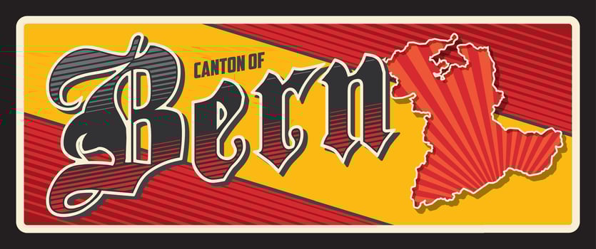 Bern Swiss canton vintage travel plate vector