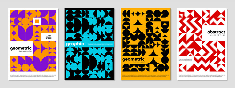 Abstract poster templates, modern geometric shapes vector