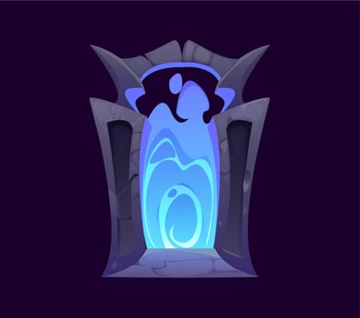 Magic portal door, fantasy stone arch, game asset vector