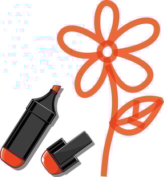 Flower and orange marker vector