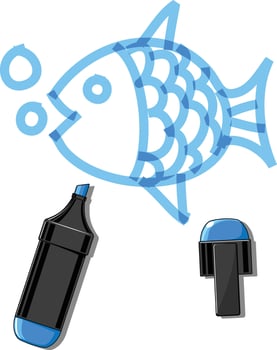 Fish and blue marker vector