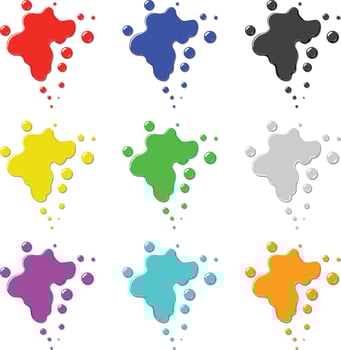Colored ink blot set illustration vector