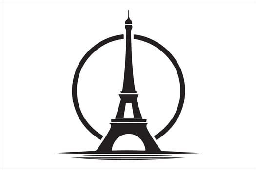 Eiffel tower in Paris with circle silhouette art vector