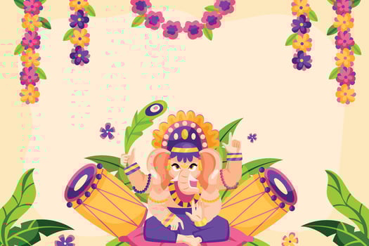 Ganesh Chaturthi illustration in flat style vector