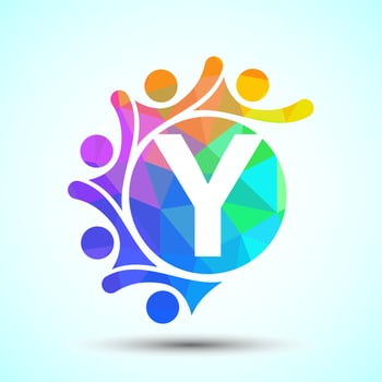 Initial alphabet Y with connecting people. Team, cooperation logo sign symbol vector