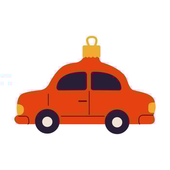 Colorful cartoon car design with a decorative top, peppy style, flat illustration vector