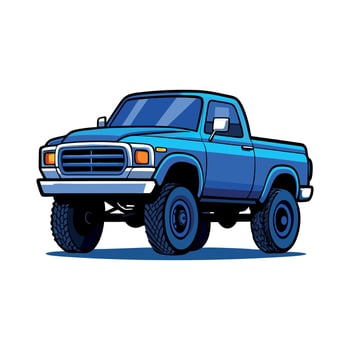 Blue truck cartoon illustration vector