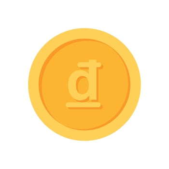 Vietnam Dong Gold currency coin flat icon vector