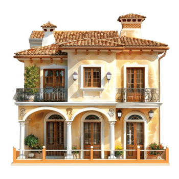Mediterranean House isolate on transparency background png