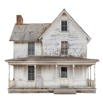 Farmhouse front view full length isolate on transparency background png