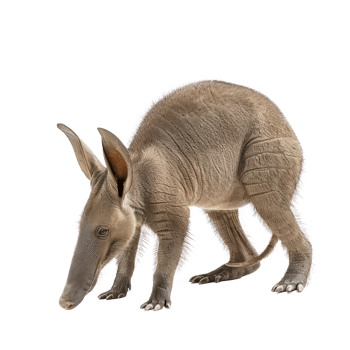Aardvark side view full body isolate on transparency background png