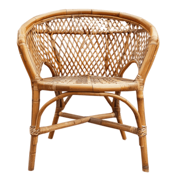 Rattan Chair front view full length isolate on transparency background png