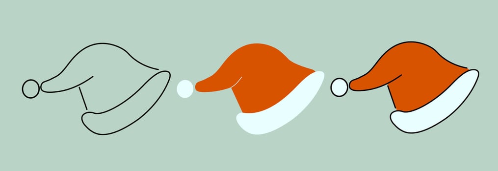 red Santa hat in three styles for collage vector