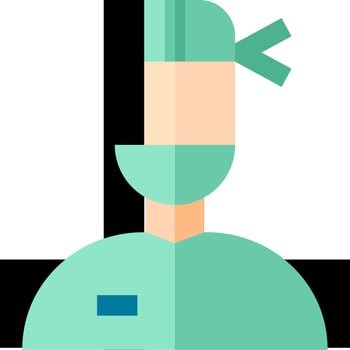 A surgeon with a green scrub suit and a mask vector
