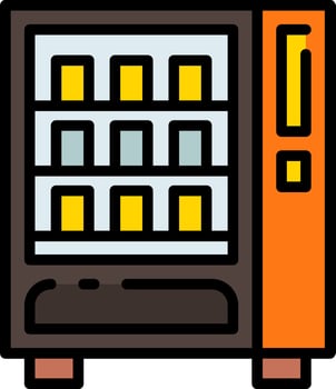 A vending machine with a yellow and orange box vector