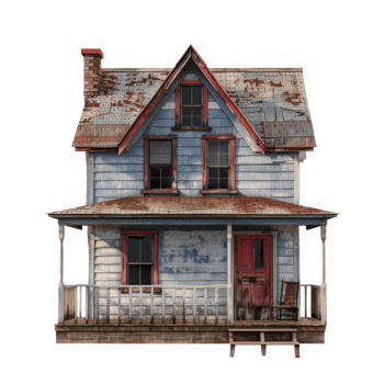 Farmhouse front view full length isolate on transparency background png