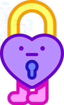 A purple heart with a lock on it vector
