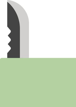 A knife with a black handle and a green blade vector