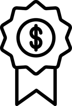 A black and white icon of a dollar sign vector