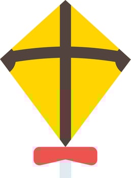 A yellow kite with a cross on it vector