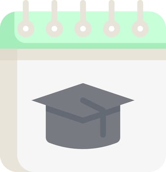 A calendar with a graduation cap on it vector