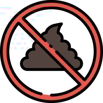 A no poo sign with a black and red circle vector