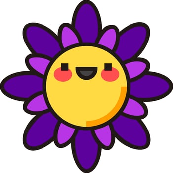 A cartoon purple flower with a smile vector