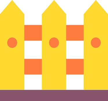 A fence with two yellow posts and a purple background vector