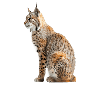 Bobcat side view full body isolate on transparency background png