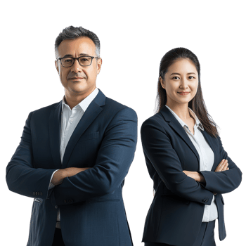 Chief executive and financial officer smiling confidently in business attire transparent background png