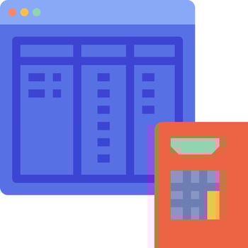 A computer screen with a credit card and a calculator vector
