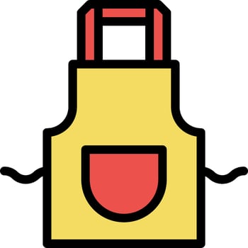 A yellow apron with red pocket on the front vector