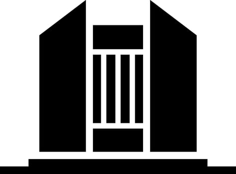 The building is black and white with a white background vector