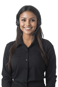 Professional customer service representative smiling confidently on transparent background png