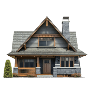 Craftsman House front view full length isolate on transparency background png