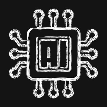 Icon ai processor. Artificial intelligence elements. Icon in chalk style. vector