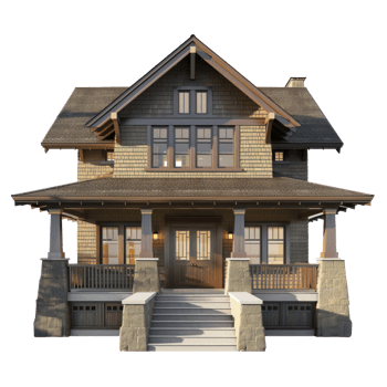 Craftsman House front view full length isolate on transparency background png