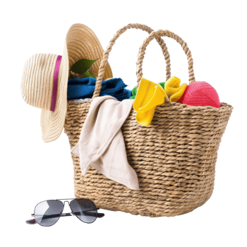 Beach bag with items isolate on transparency background png